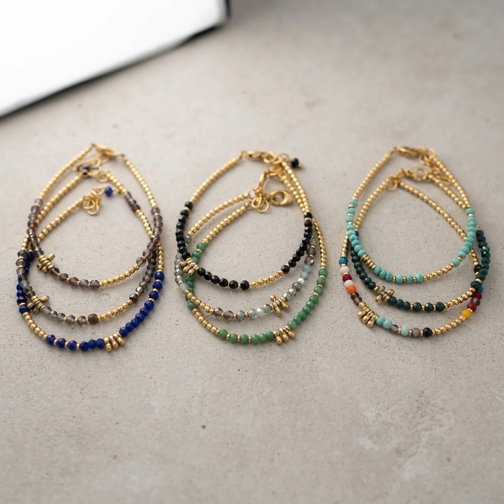 Celeste Brass Crystal Beaded Bracelet – Colourful Artisan Bracelet