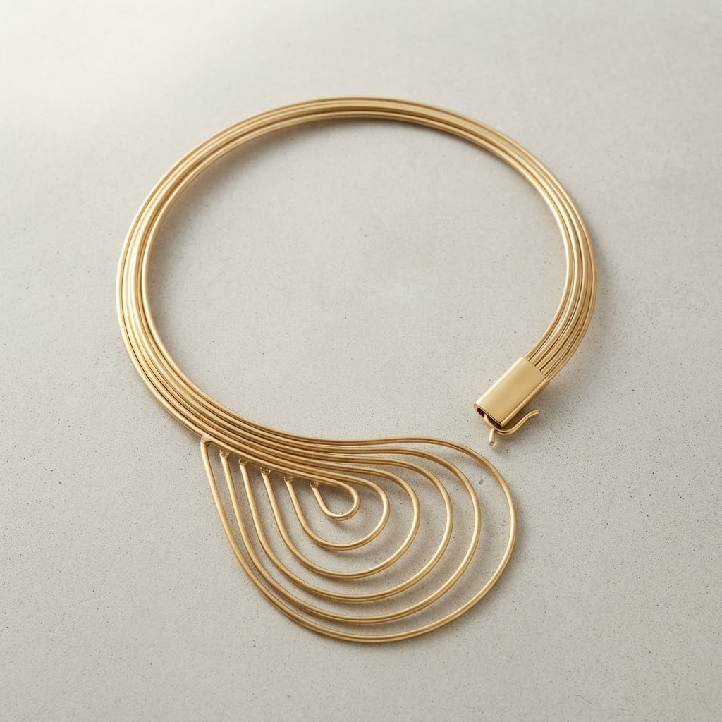 Aurelia Brass Necklace – Sculptural Layered Statement Necklace