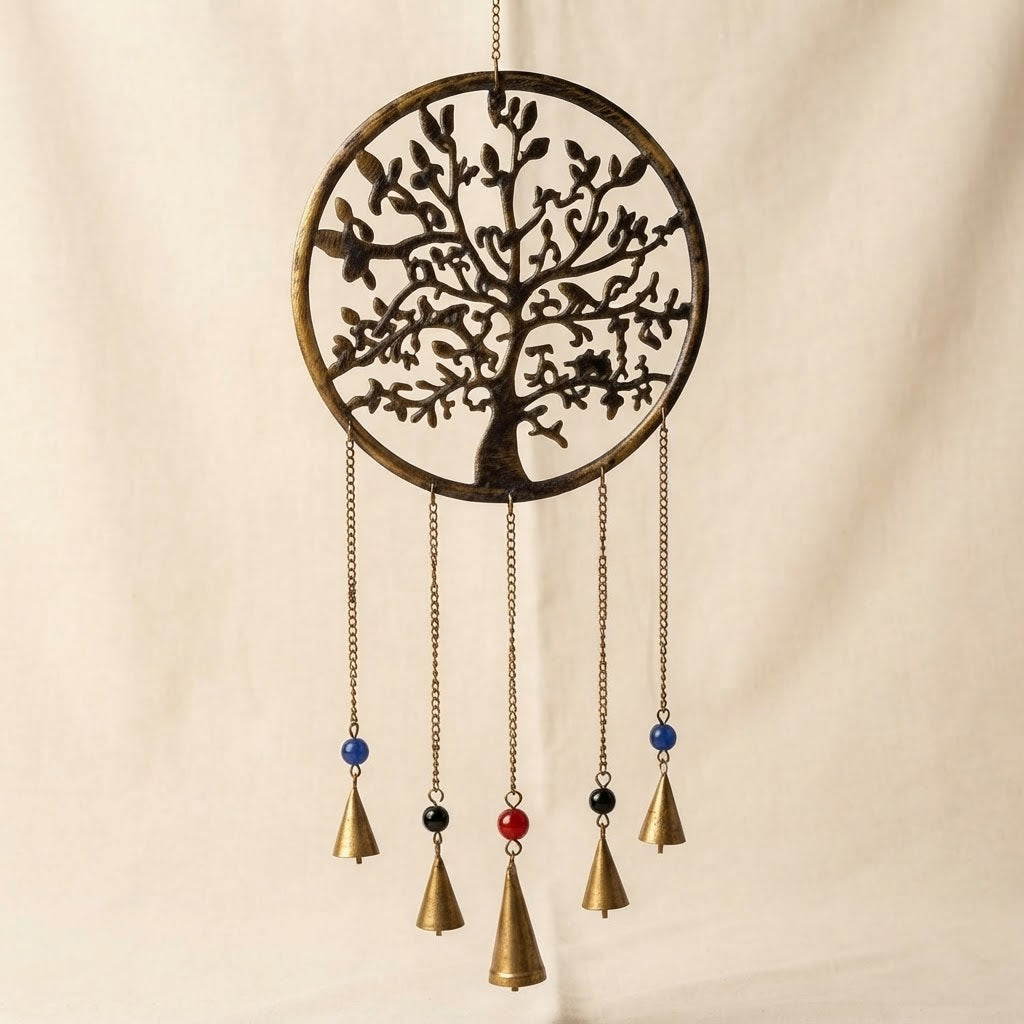 Tree of Harmony Brass Wind Chime – Rustic Nature Hanging Decor