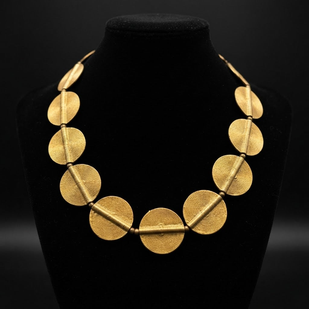 Solenne Brass Disc Necklace