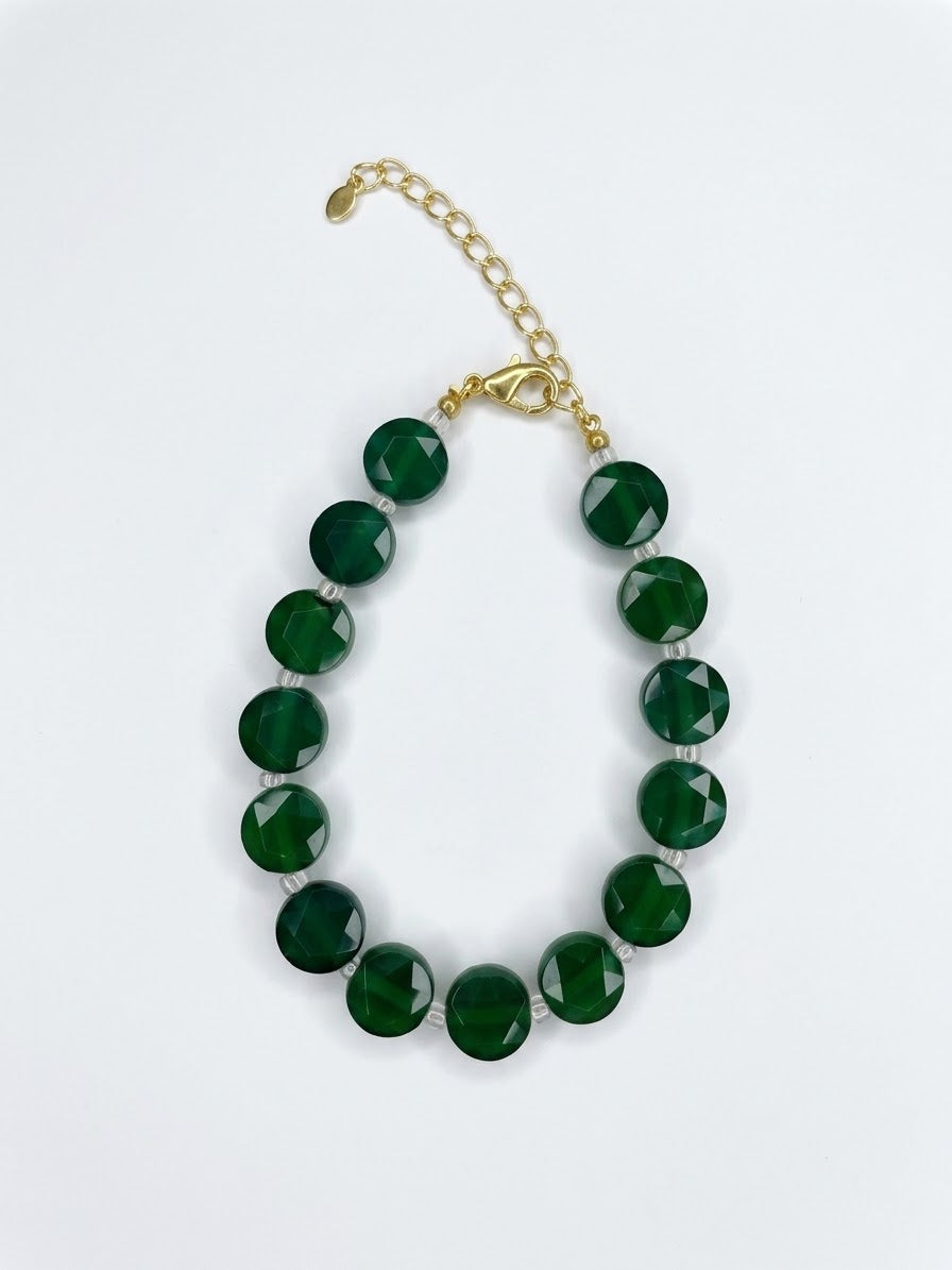 Natural Faceted Coin Crystal Bracelets (Gold Clasp Collection)