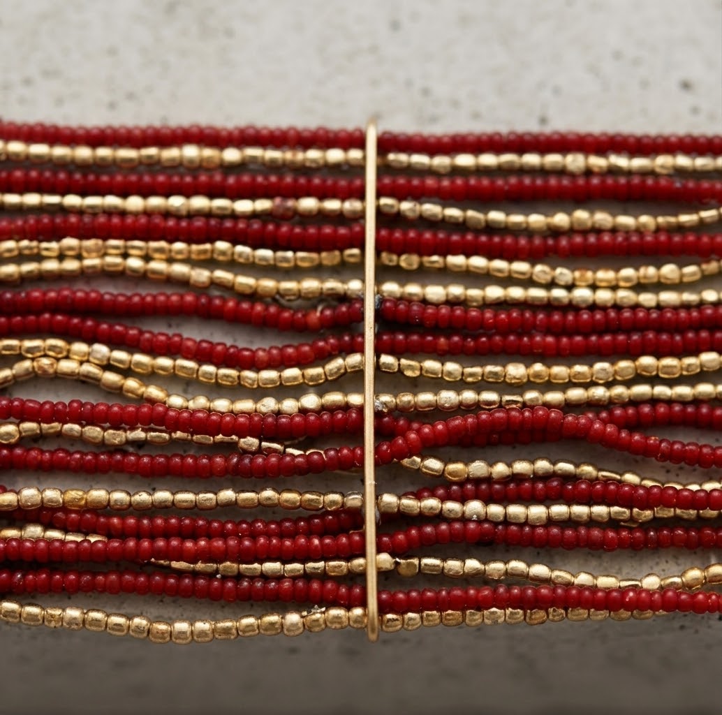 Artisan Beaded Cuff Bracelet – Brass & Crystal Beads
