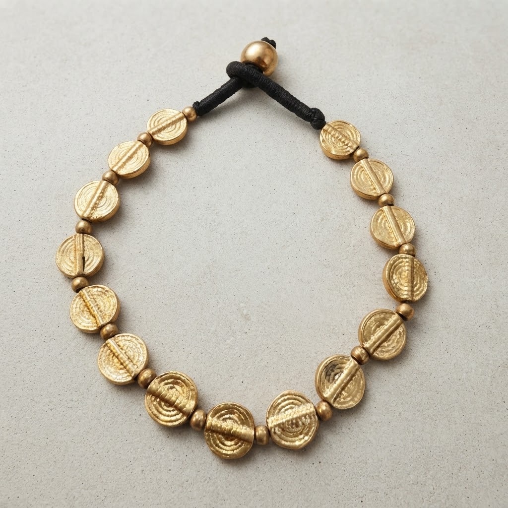 Solara Brass Disc Bracelet – Textured Artisan Bracelet