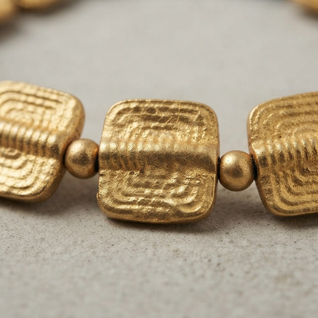 Sahara Brass Square Bracelet – Textured Artisan Bracelet