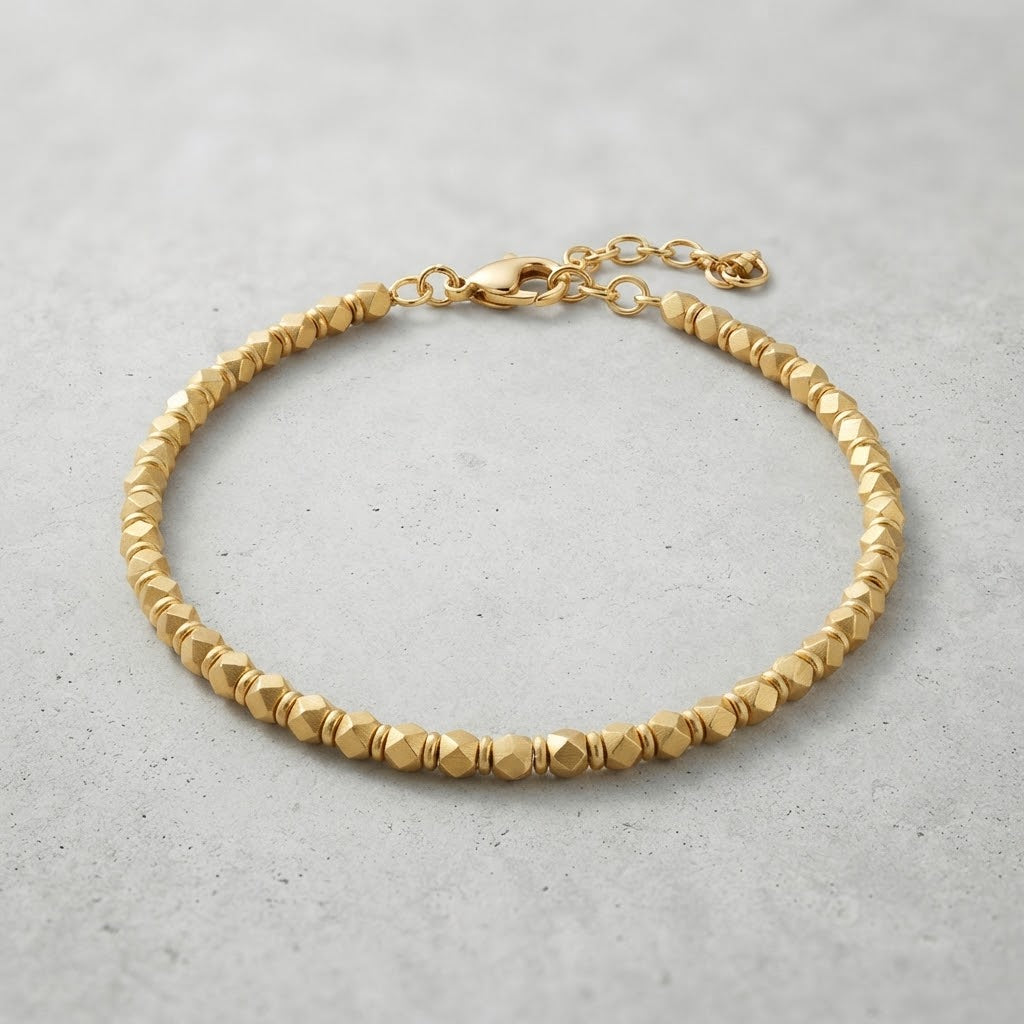 Aurelia Brass Bead Bracelet – Faceted Brass Bracelet