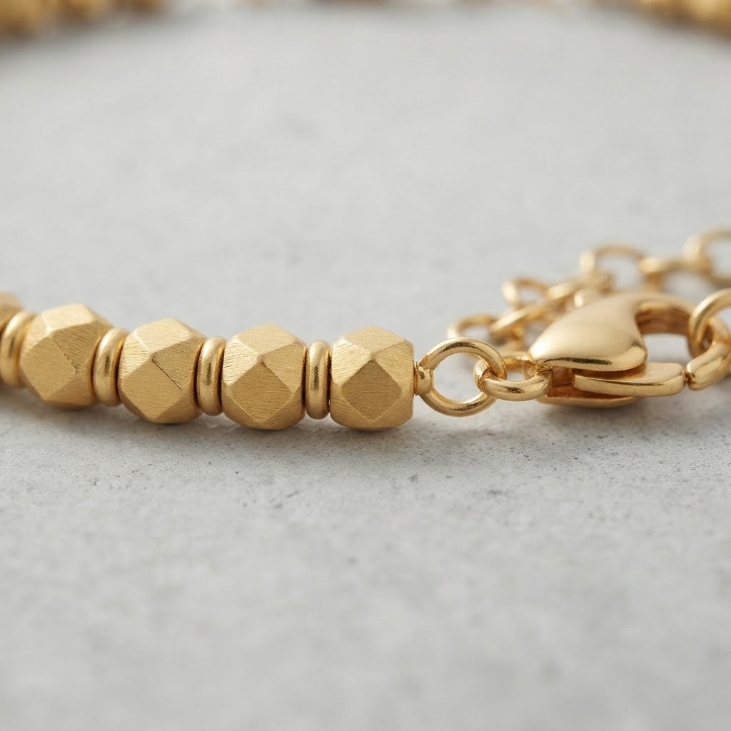 Aurelia Brass Bead Bracelet – Faceted Brass Bracelet