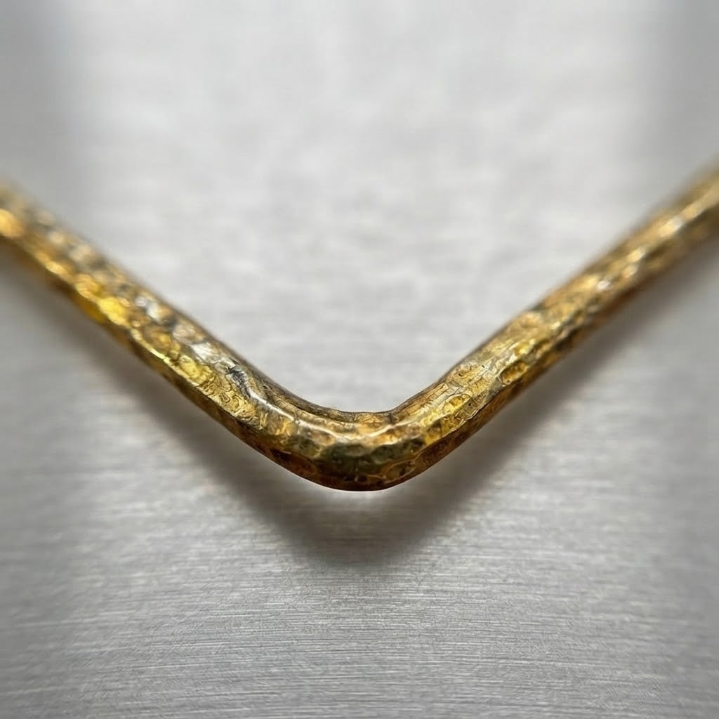 Sienna Brass V-Neck Torque Necklace – Textured Artisan Necklace