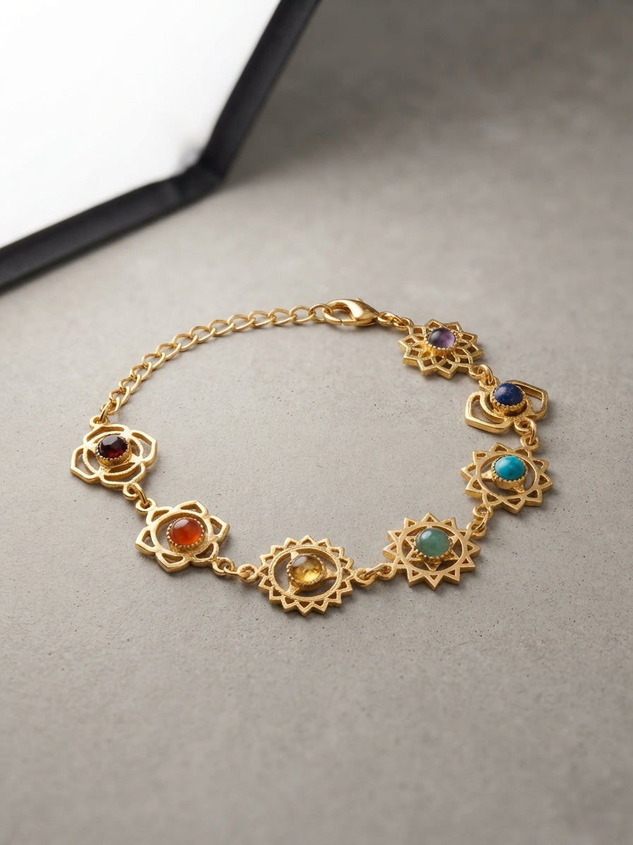 Harmony Brass Chakra Bracelet – Crystal Energy Bracelet
