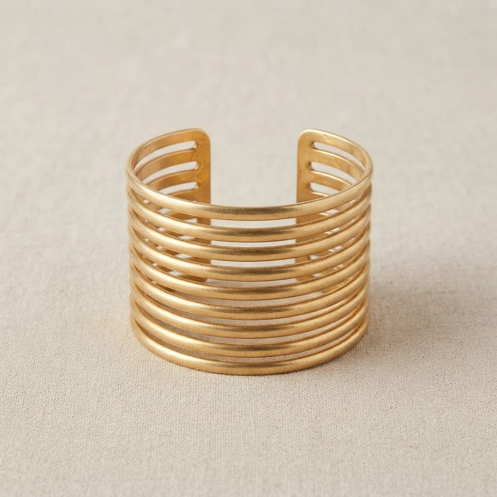 Linea Brass Cuff – Layered Statement Bracelet