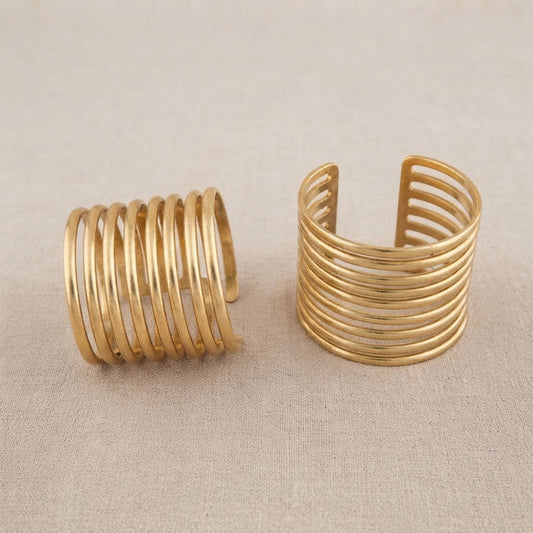 Linea Brass Cuff – Layered Statement Bracelet