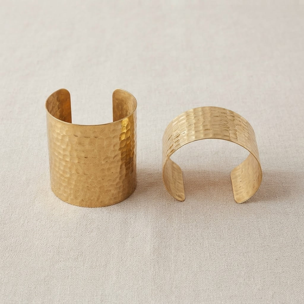 Mira Hammered Brass Cuff – Textured Statement Bracelet