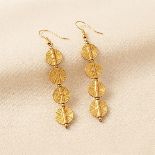 Brass Circle Drop Earrings – Artisan Statement Earrings