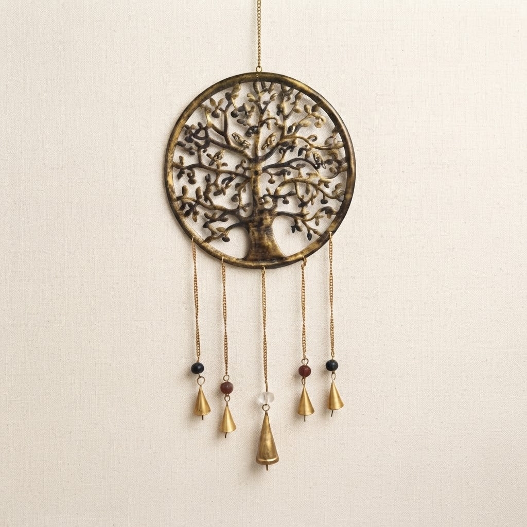 Tree of Life Brass Wind Chime – Antique Artisan Hanging Decor