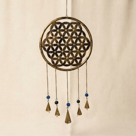 Sacred Geometry Brass Dreamcatcher – Antique Artisan Wall Hanging