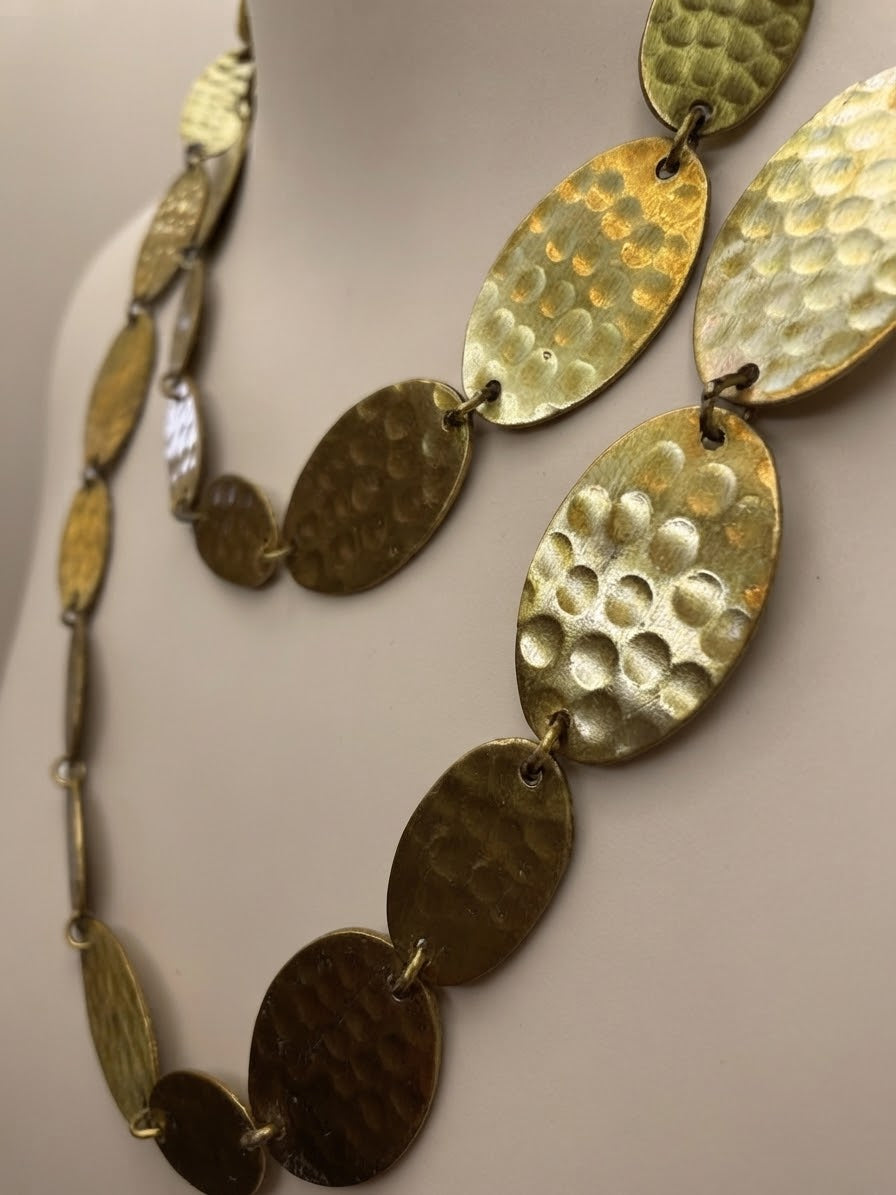 Soleil Hammered Brass Necklace – Layered Artisan Statement Jewellery