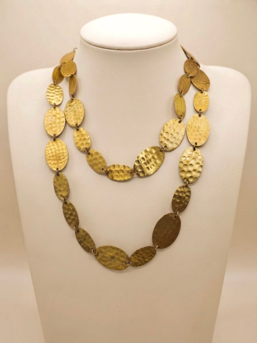 Soleil Hammered Brass Necklace – Layered Artisan Statement Jewellery