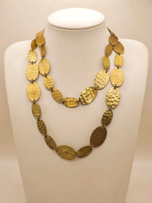 Soleil Hammered Brass Necklace – Layered Artisan Statement Jewellery