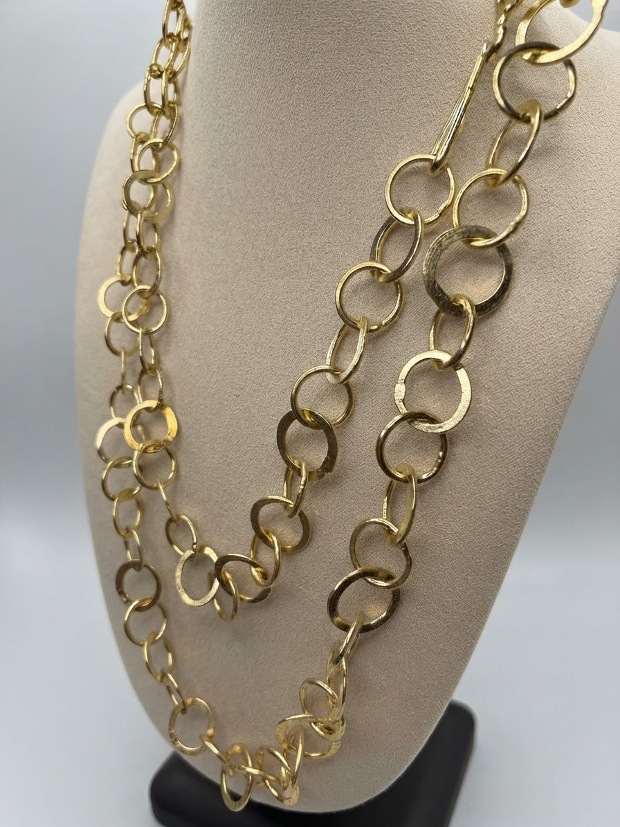 Luna Link Brass Necklace – Textured Artisan Chain Statement Necklace