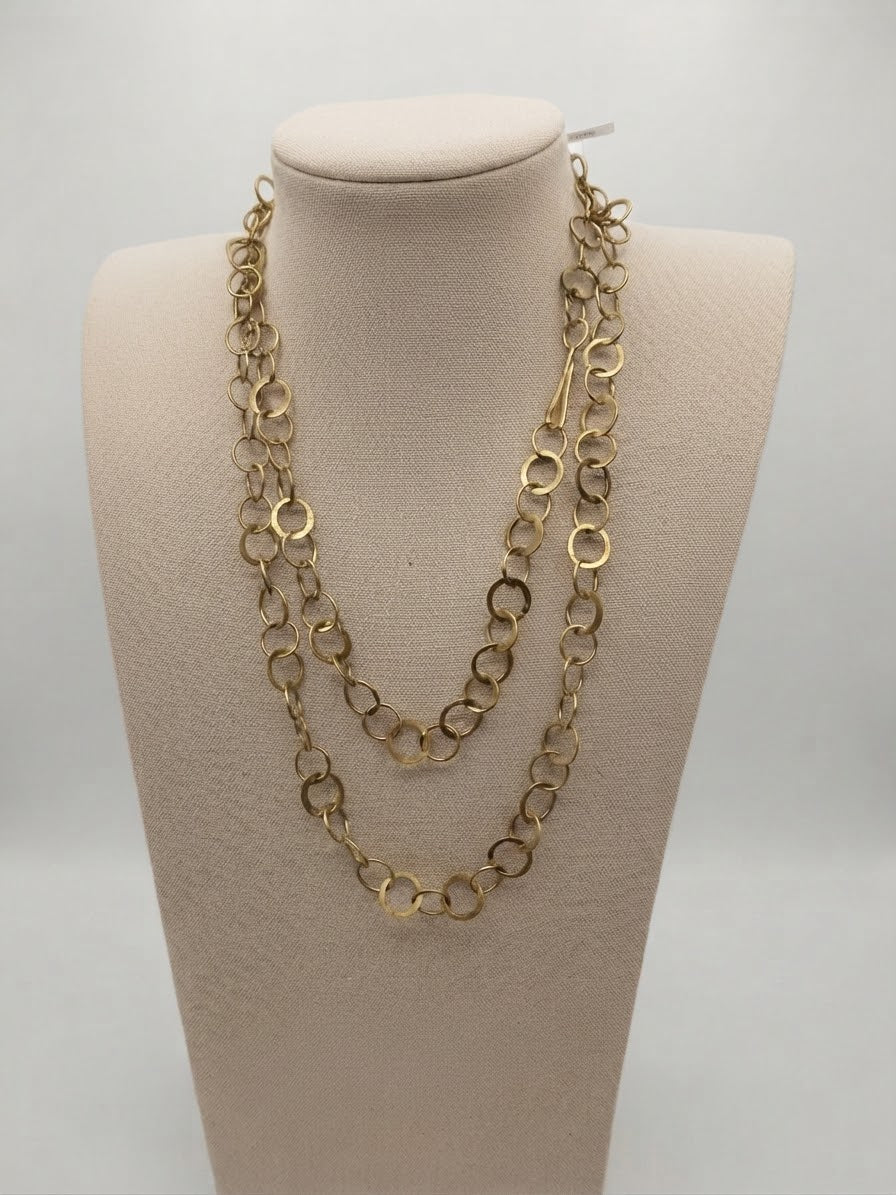Luna Link Brass Necklace – Textured Artisan Chain Statement Necklace