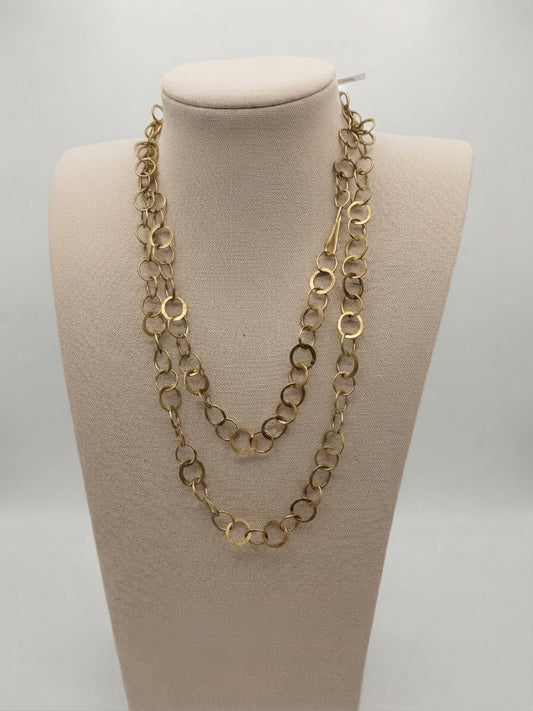 Luna Link Brass Necklace – Textured Artisan Chain Statement Necklace