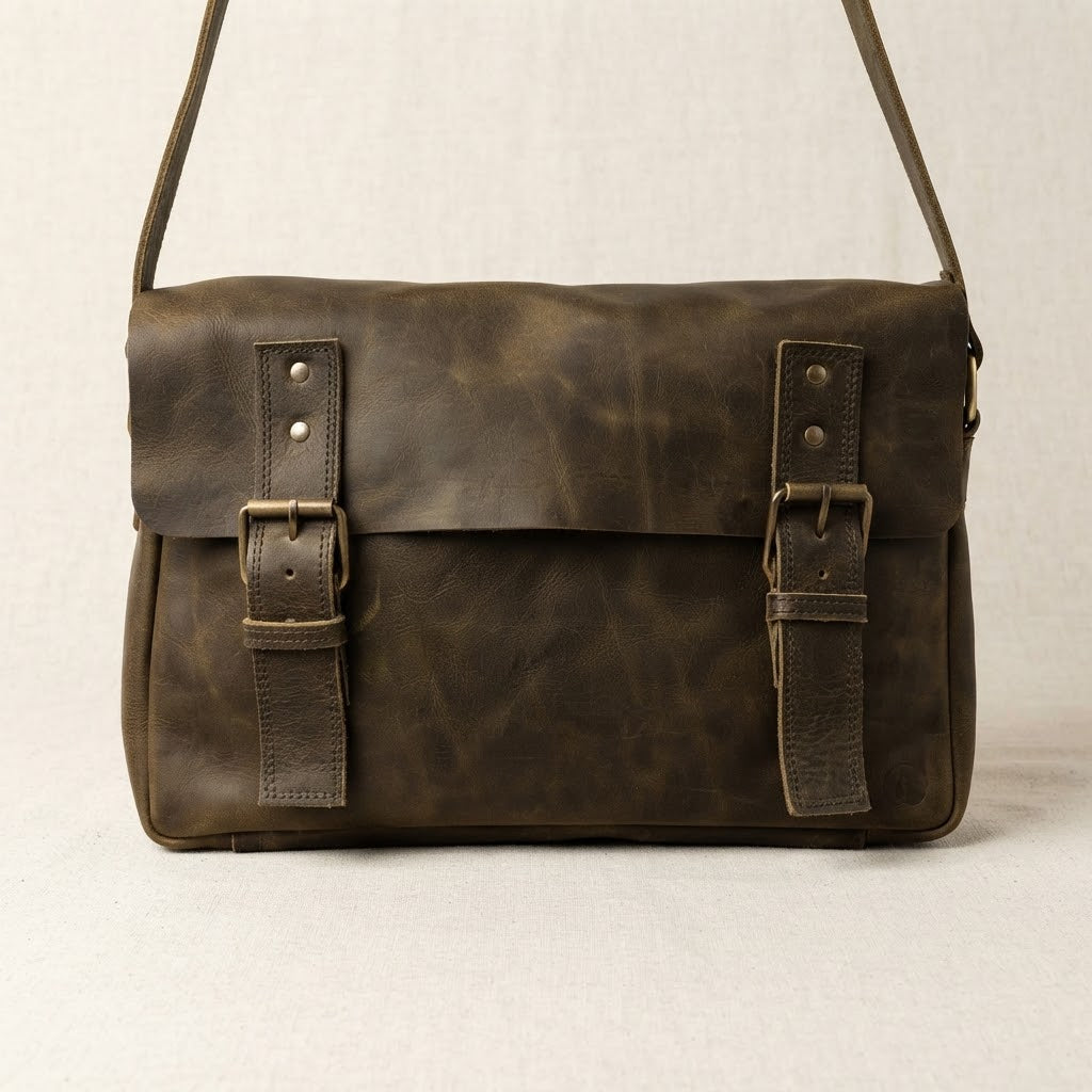 Deep Olive Brown Leather Bag