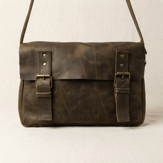 Deep Olive Brown Leather Bag