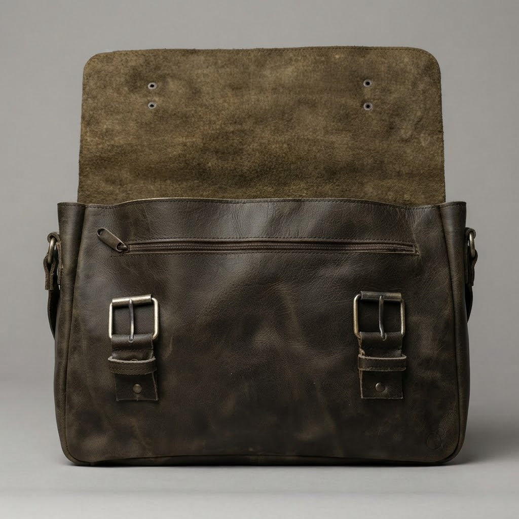 Deep Olive Brown Leather Bag