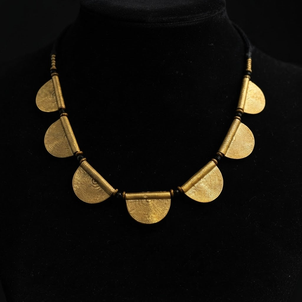 Aurelia Brass Fan Disc Necklace