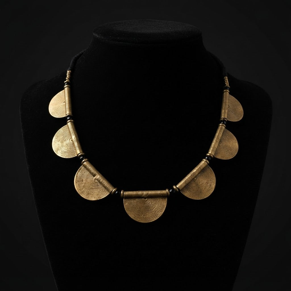 Aurelia Brass Fan Disc Necklace