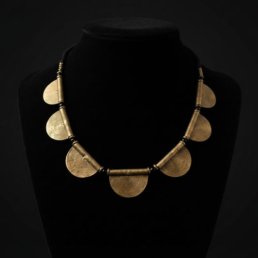 Aurelia Brass Fan Disc Necklace