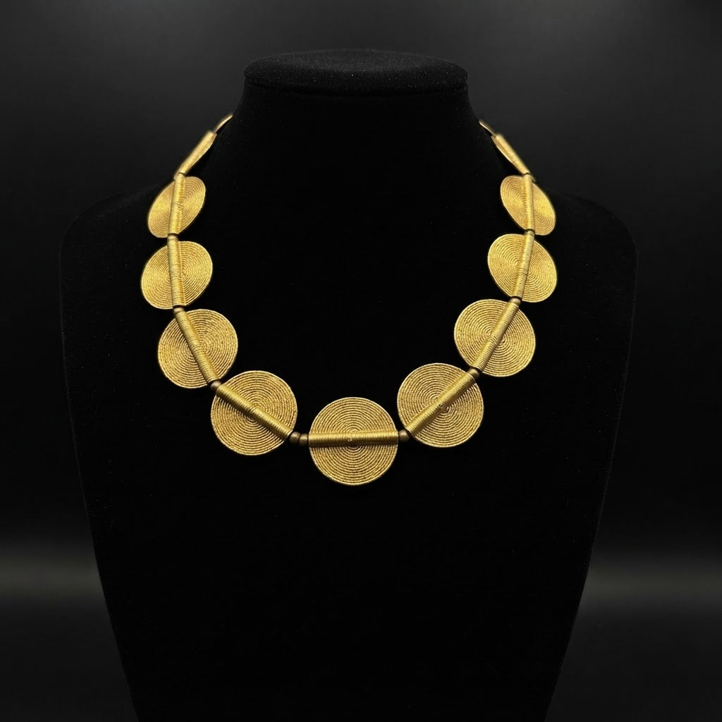 Solenne Brass Disc Necklace