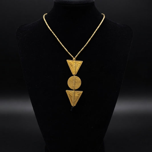 Auralis Brass Geometric Pendant Necklace