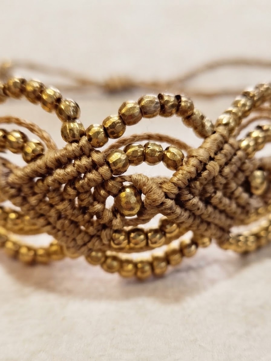 Luna Brass Bead Macramé Bracelet – Layered Woven Bracelet