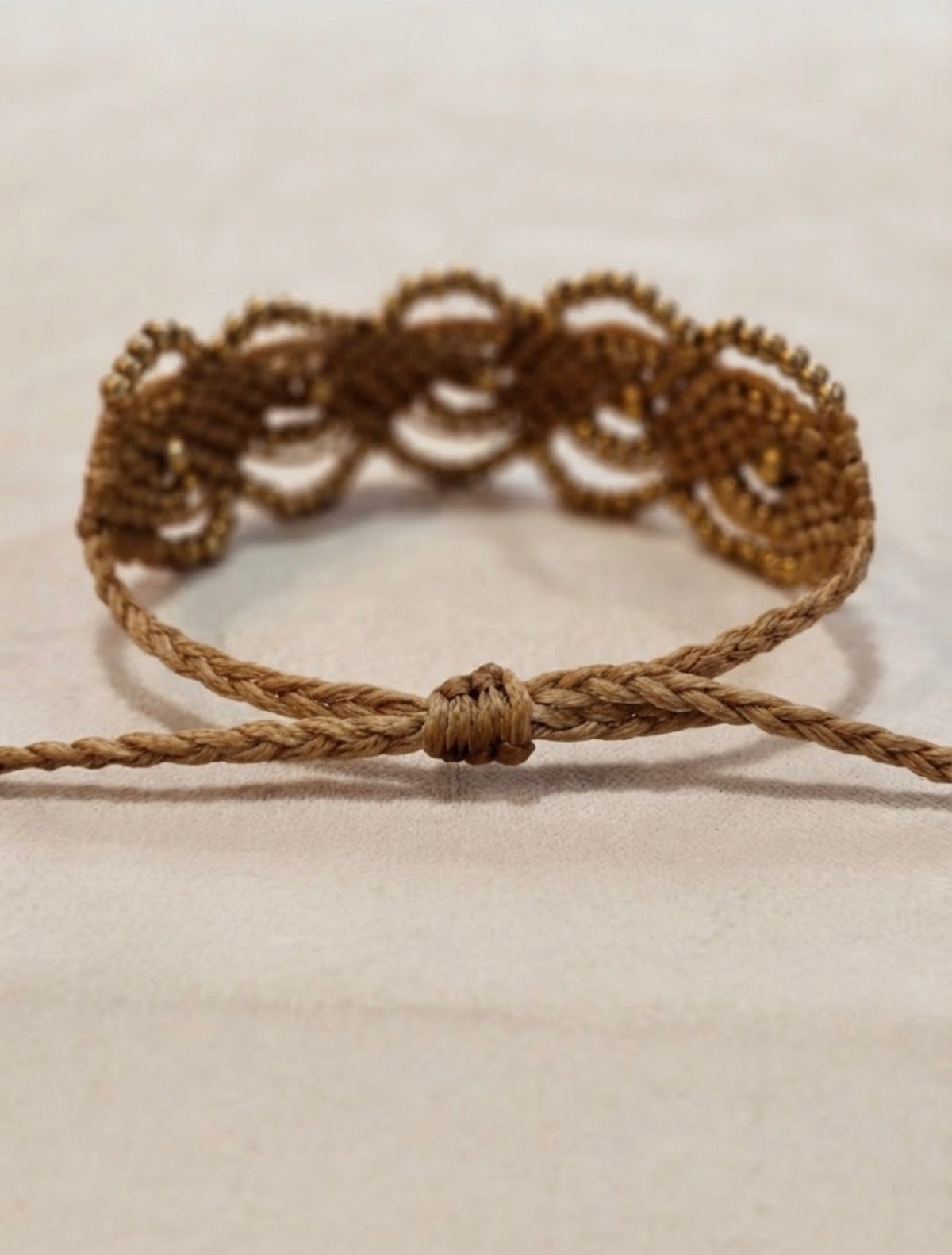 Luna Brass Bead Macramé Bracelet – Layered Woven Bracelet