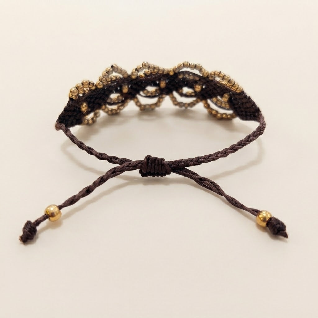 Luna Brass Bead Macramé Bracelet – Layered Woven Bracelet