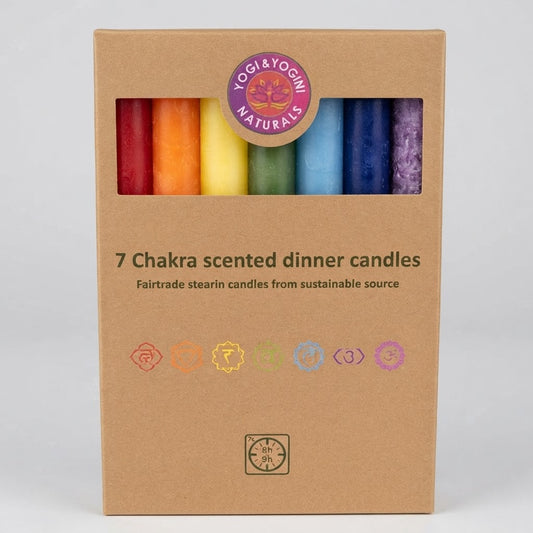 Yogi Yogini Naturals 7 Chakra Scented Dinner Candles (Fairtrade Stearin Set)