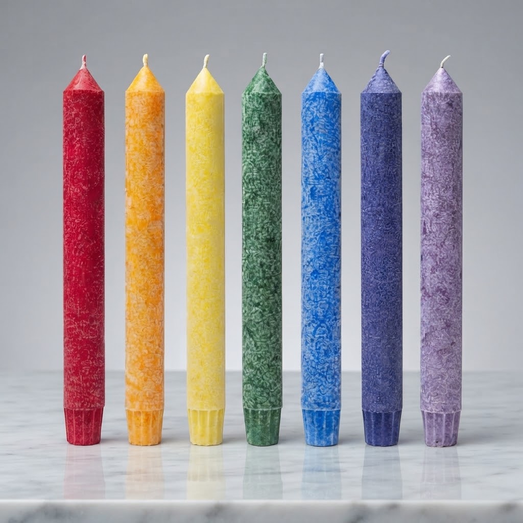 Yogi Yogini Naturals 7 Chakra Scented Dinner Candles (Fairtrade Stearin Set)
