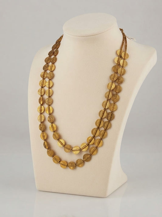 Artisantal Textured Brass Coin Bead Necklaces (Long, Medium & Short Lengths)