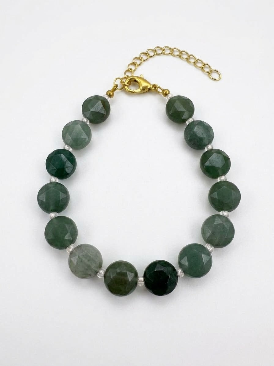 Natural Faceted Coin Crystal Bracelets (Gold Clasp Collection)