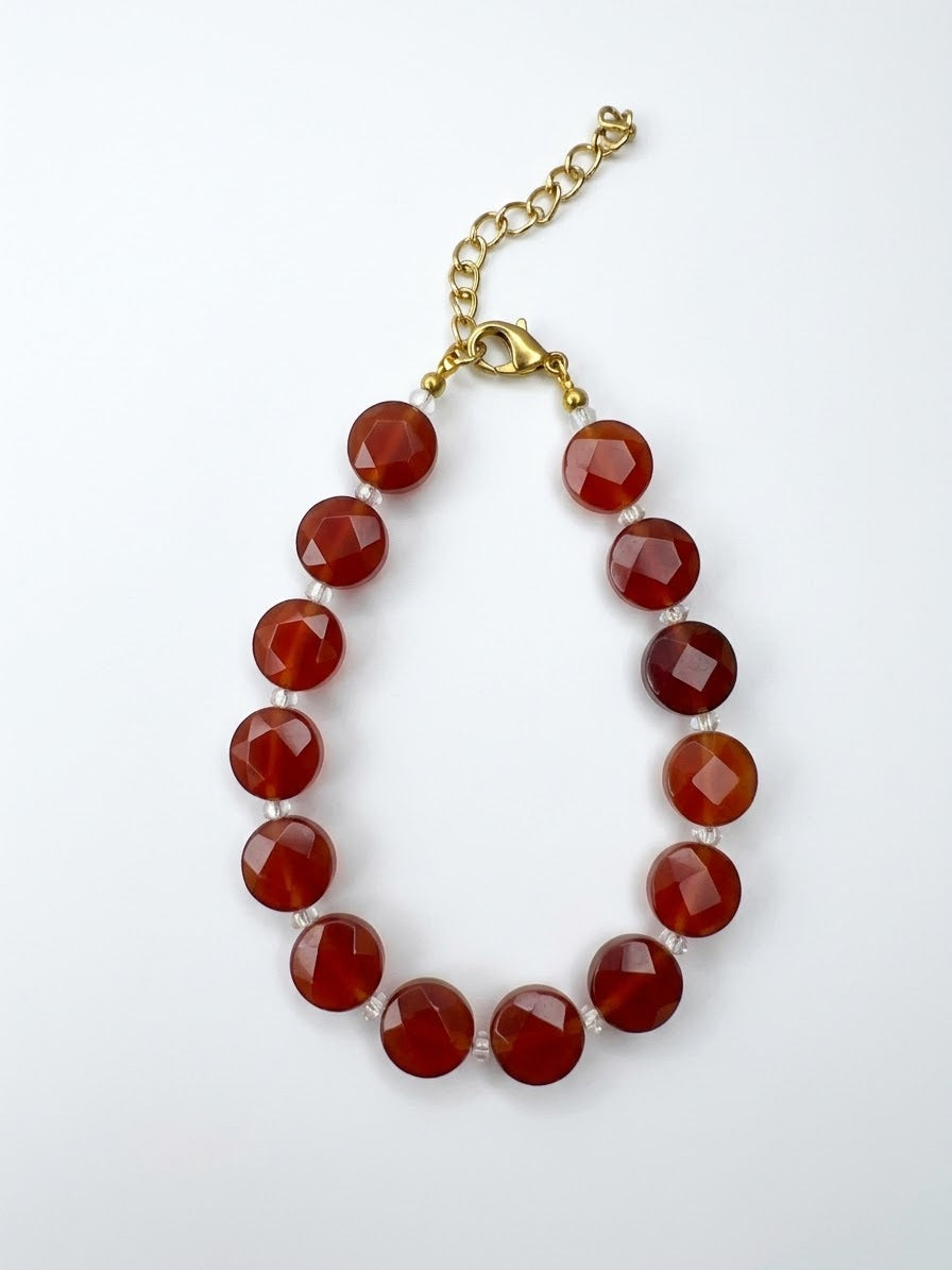 Natural Faceted Coin Crystal Bracelets (Gold Clasp Collection)