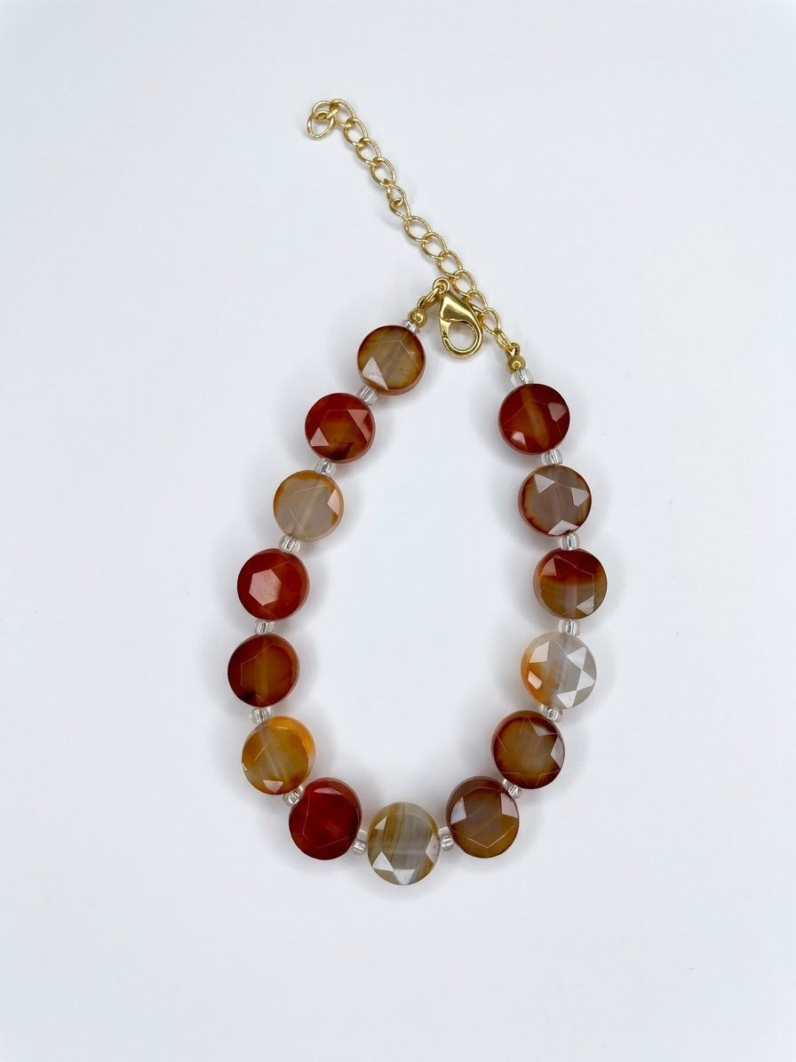 Natural Faceted Coin Crystal Bracelets (Gold Clasp Collection)